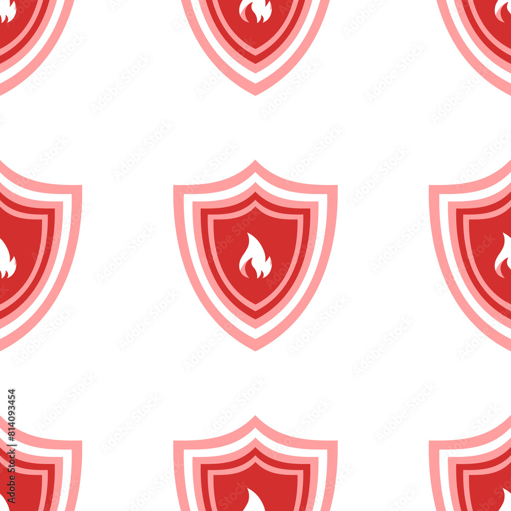 Poster seamless pattern of large isolated red fire protection symbols. the elements are evenly spaced. illu