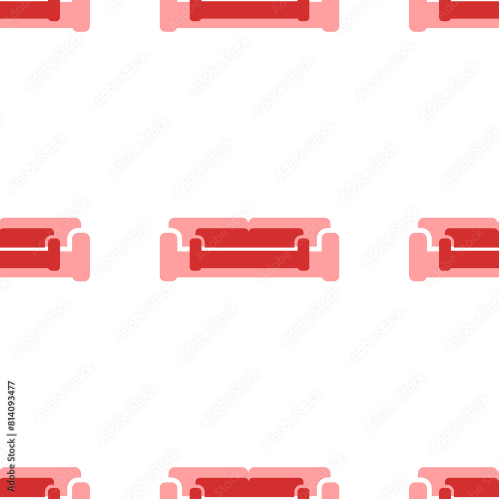 Poster seamless pattern of large isolated red sofa symbols. the elements are evenly spaced. illustration on