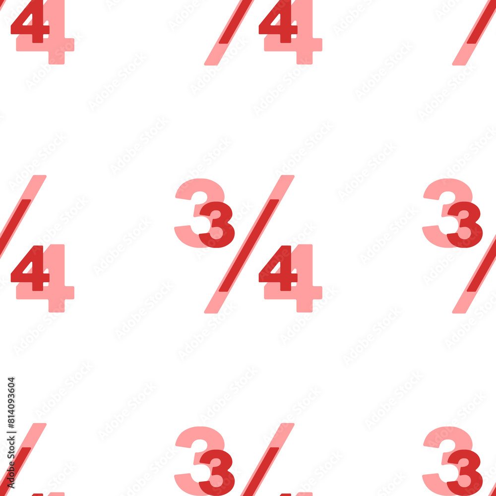 Poster seamless pattern of large isolated red three quarters symbols. the elements are evenly spaced. illus