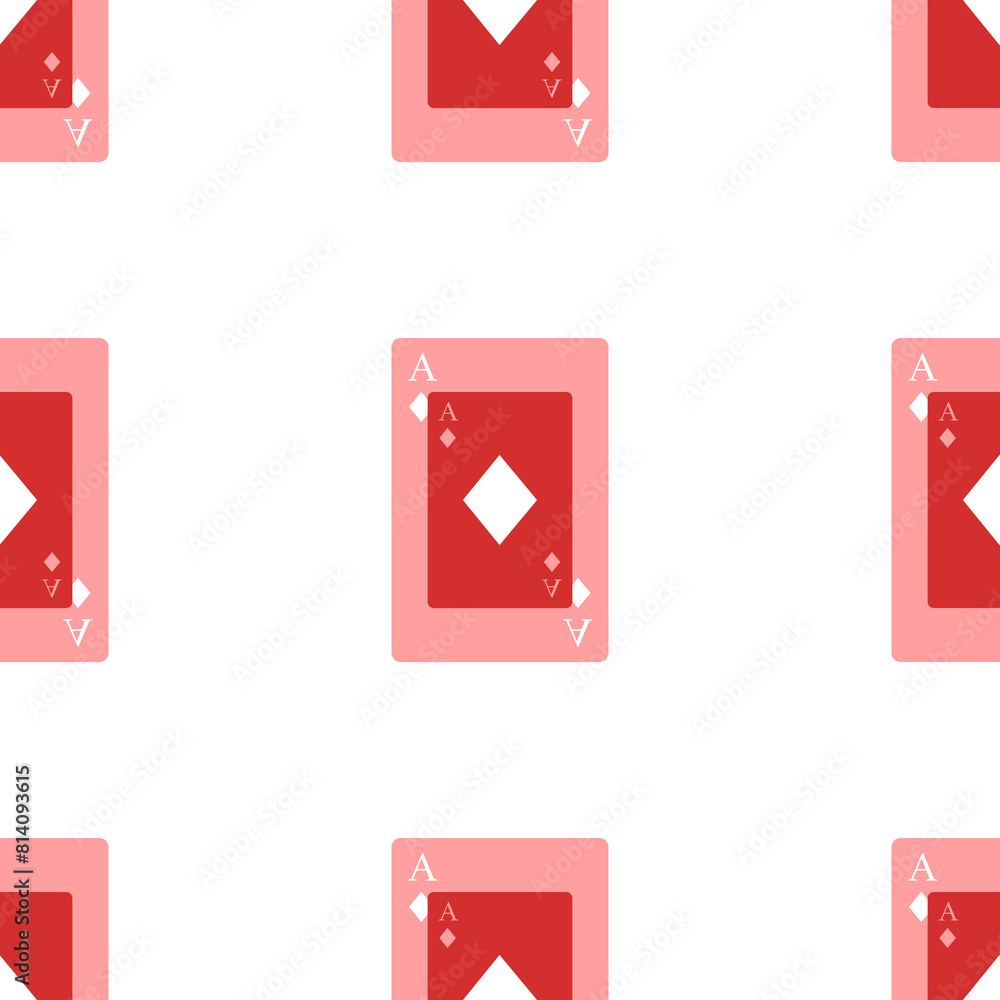 Poster seamless pattern of large isolated red ace of diamond cards. the elements are evenly spaced. illustr