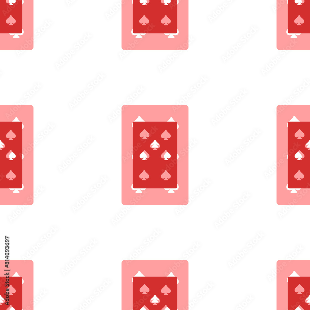 Poster seamless pattern of large isolated red seven of spades playing cards. the elements are evenly spaced