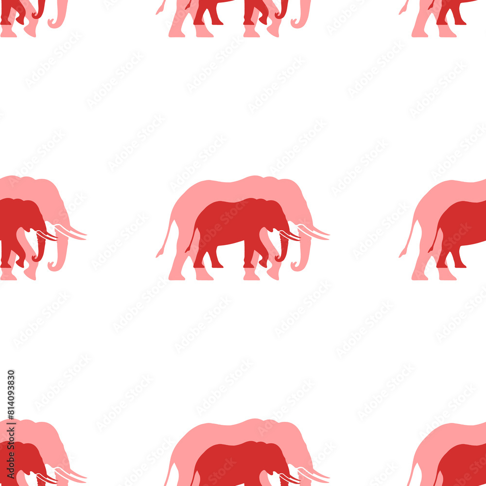 Poster seamless pattern of large isolated red elephant symbols. the elements are evenly spaced. illustratio