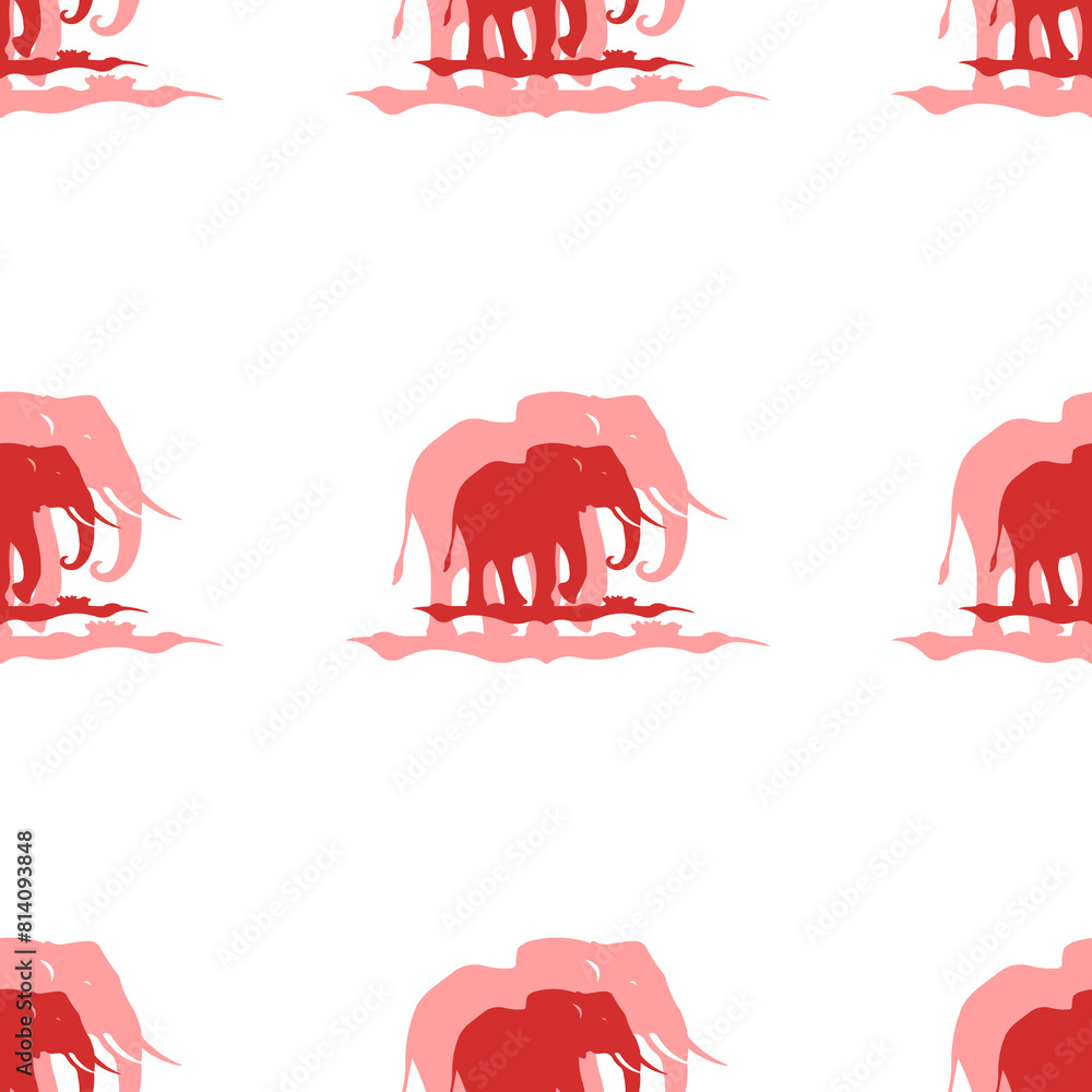 Aufkleber seamless pattern of large isolated red wild elephant symbols. the elements are evenly spaced. illust