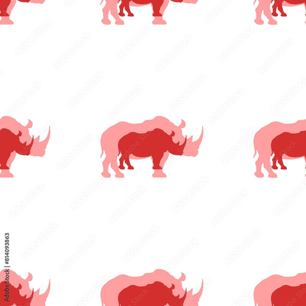 Poster seamless pattern of large isolated red rhino symbols. the elements are evenly spaced. illustration o