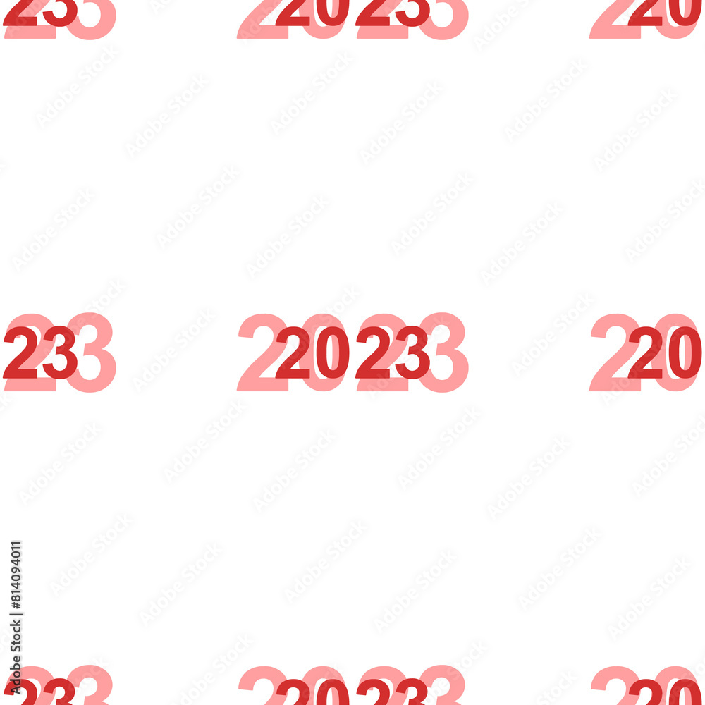Poster seamless pattern of large isolated red 2023 year symbols. the elements are evenly spaced. illustrati