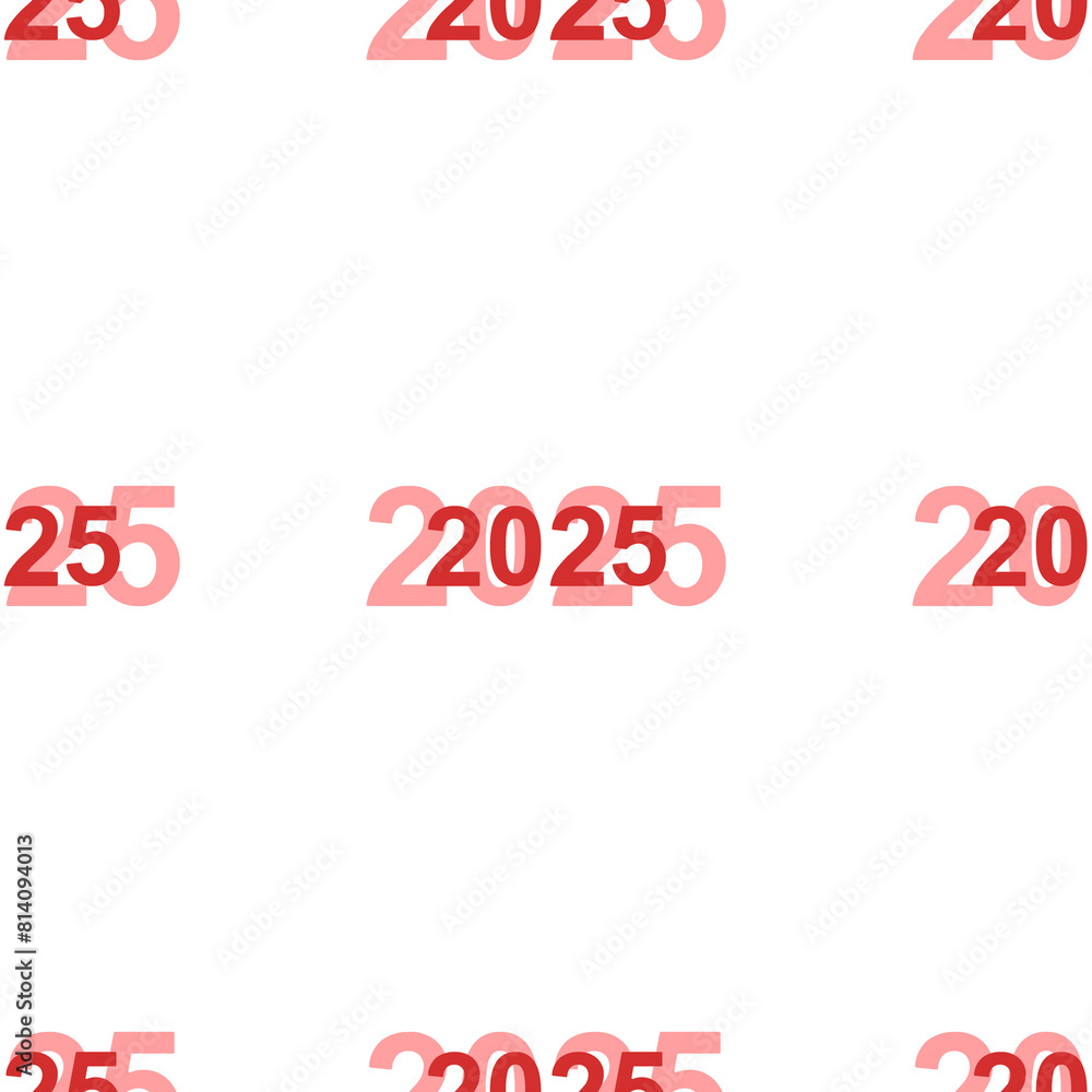 Poster seamless pattern of large isolated red 2025 year symbols. the elements are evenly spaced. illustrati