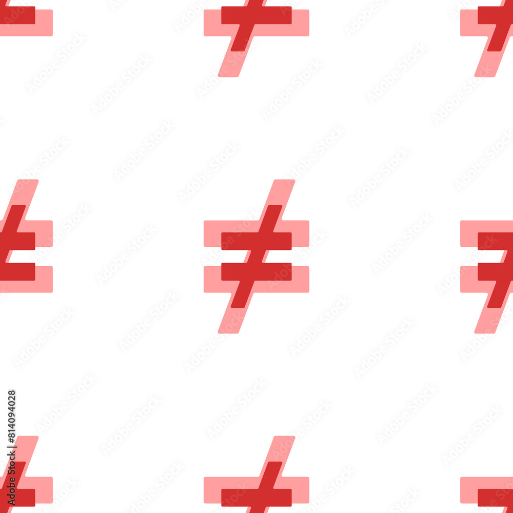 Poster seamless pattern of large isolated red not equal symbols. the elements are evenly spaced. illustrati