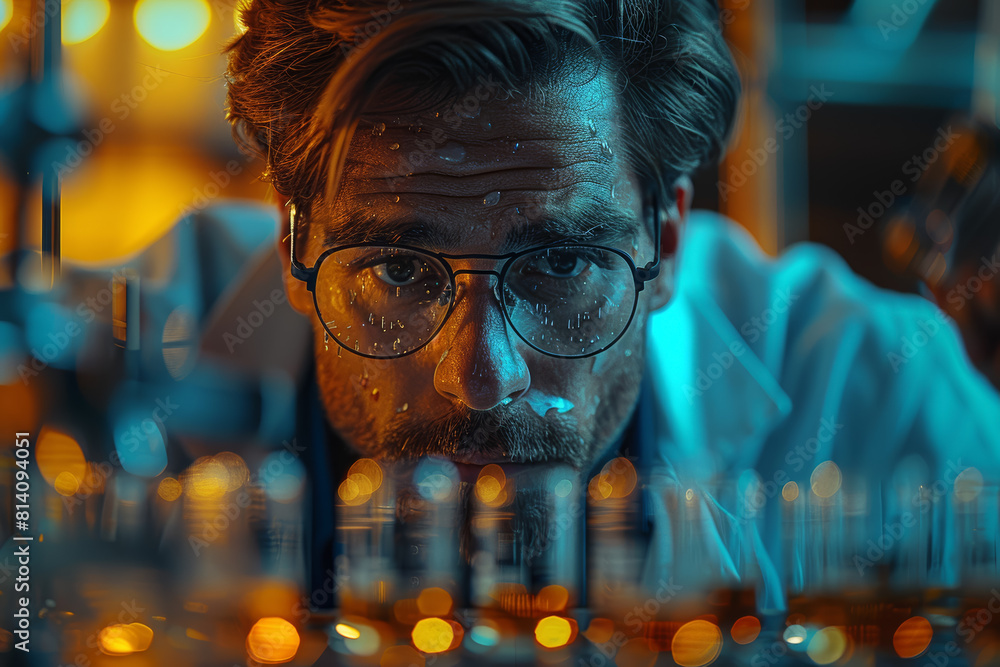Poster a scientist conducting experiments in a laboratory, unlocking the mysteries of the universe through 