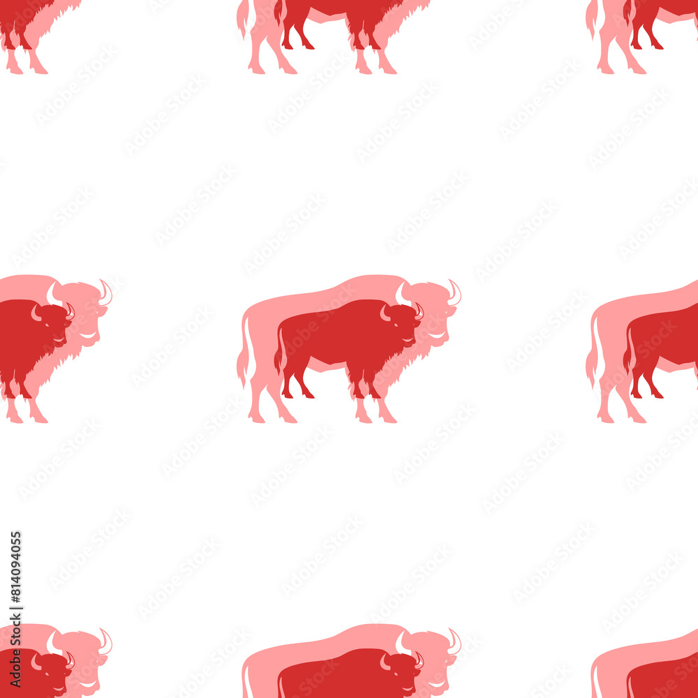 Aufkleber seamless pattern of large isolated red buffalo symbols. the elements are evenly spaced. illustration