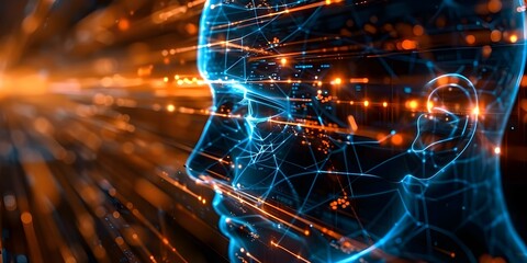 Creating advanced technology for processing large amounts of data with AI. Concept AI Data Processing, Advanced Technology, Massive Data Handling, Cutting-Edge Solutions, Automation Systems