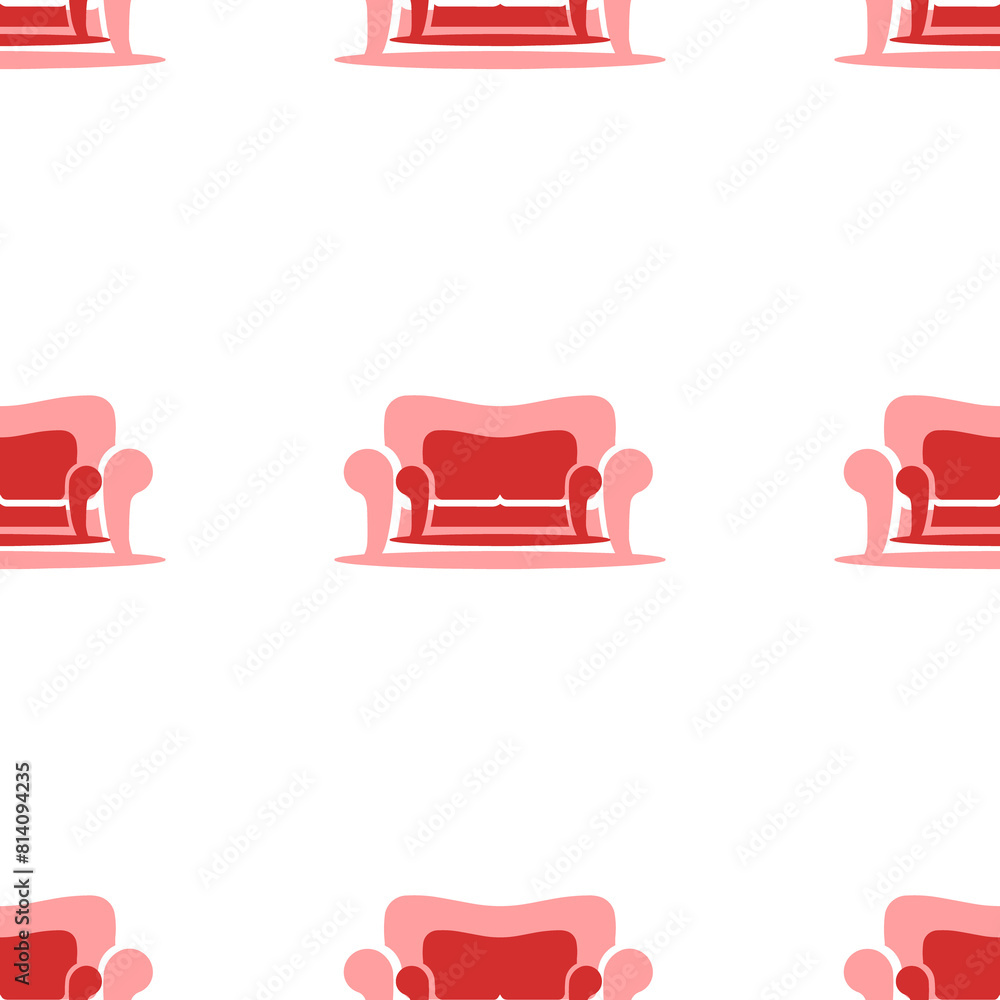 Poster seamless pattern of large isolated red sofa symbols. the elements are evenly spaced. illustration on