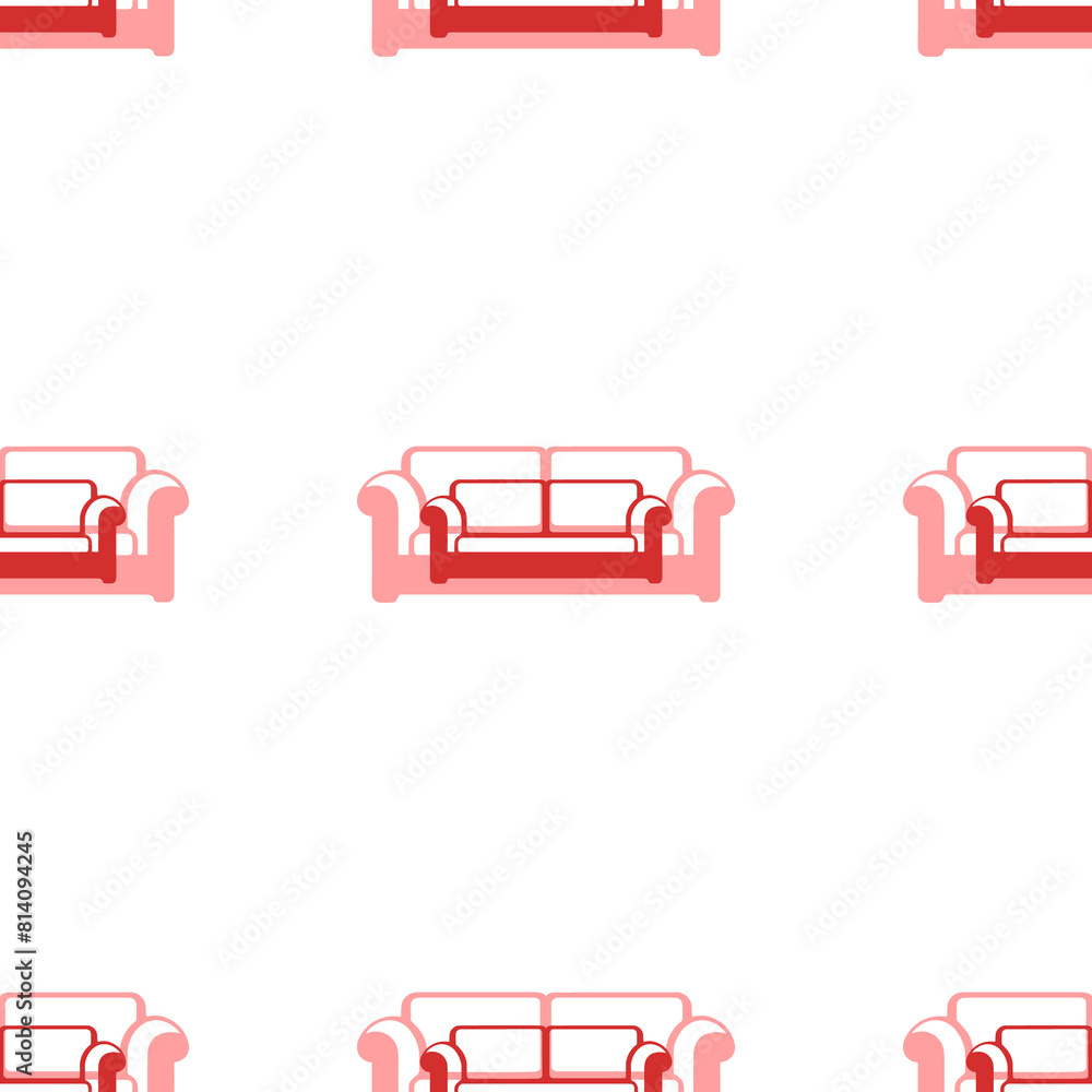 Poster seamless pattern of large isolated red sofa icons. the elements are evenly spaced. illustration on l