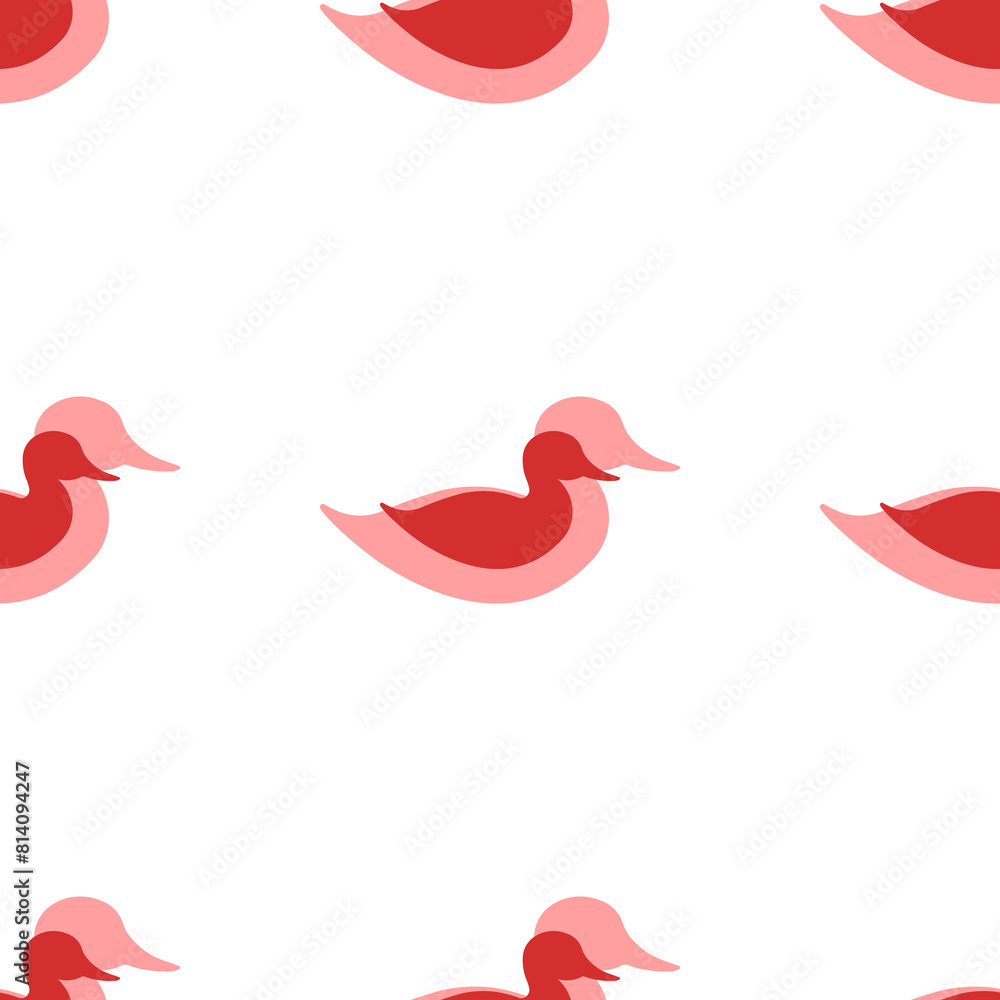 Poster seamless pattern of large isolated red duck symbols. the elements are evenly spaced. illustration on