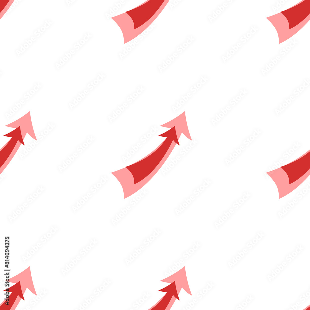 Poster seamless pattern of large isolated red up arrows. the elements are evenly spaced. illustration on li