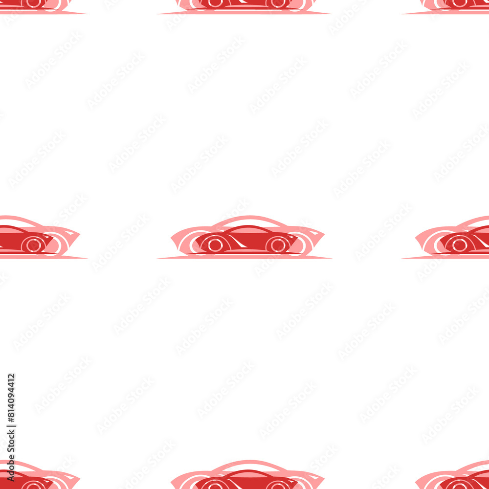 Poster seamless pattern of large isolated red future car symbols. the elements are evenly spaced. illustrat