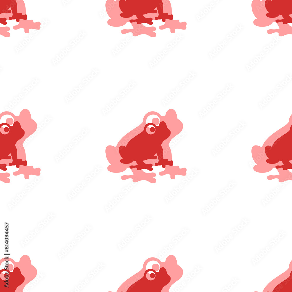 Poster seamless pattern of large isolated red frog symbols. the elements are evenly spaced. illustration on