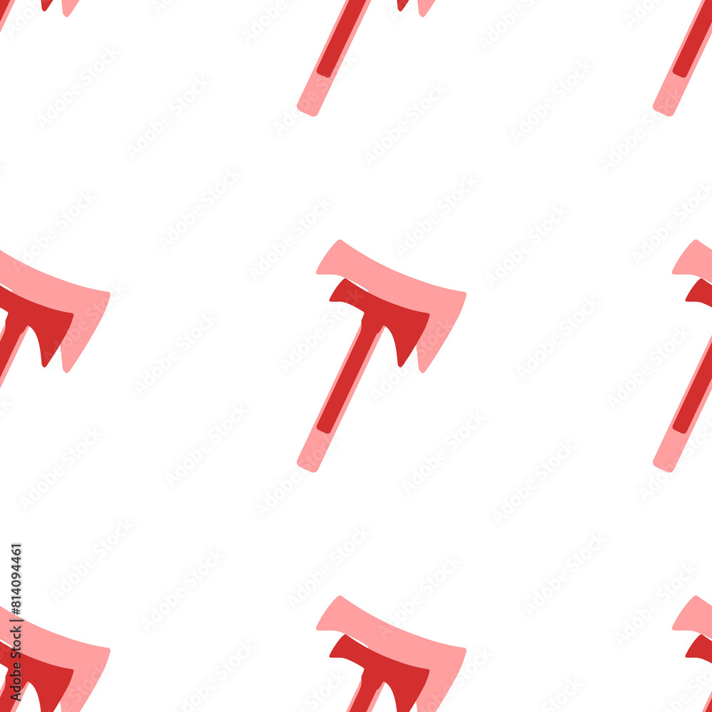 Poster seamless pattern of large isolated red axe symbols. the elements are evenly spaced. illustration on 