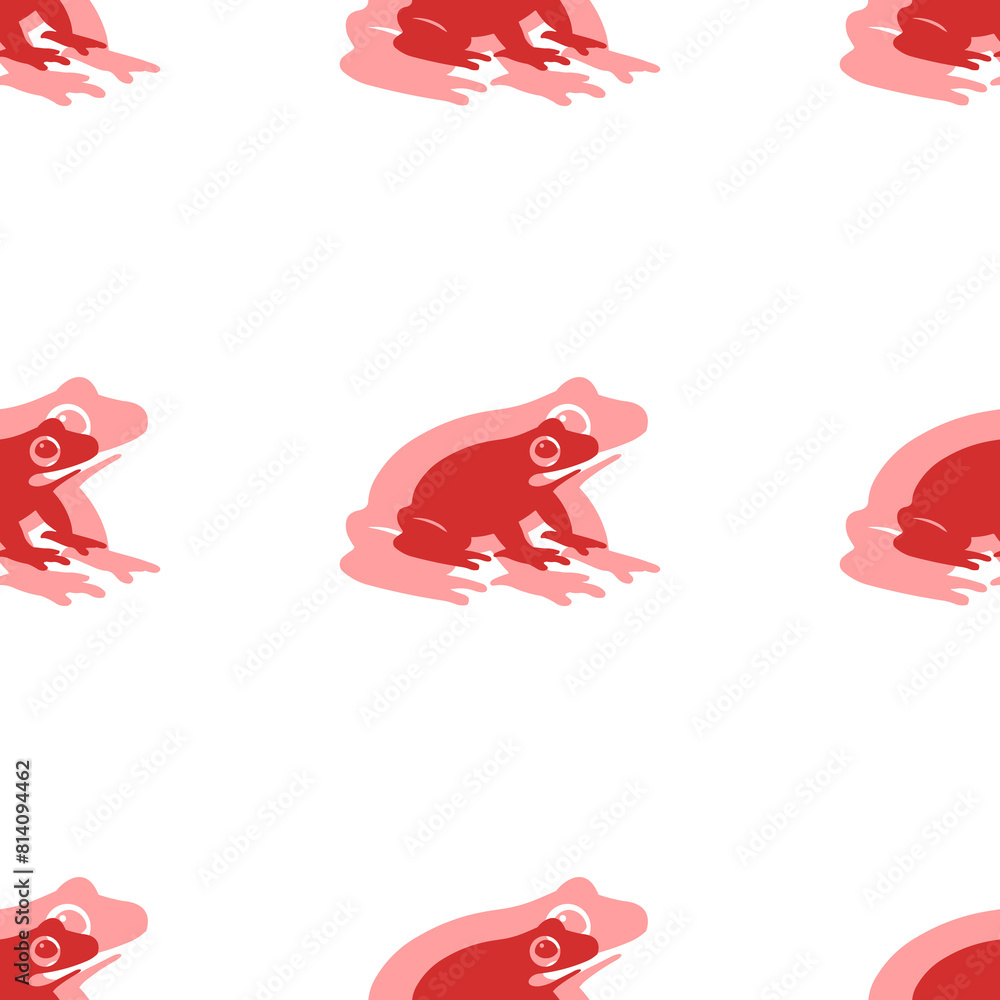 Poster seamless pattern of large isolated red funny frogs. the elements are evenly spaced. illustration on 