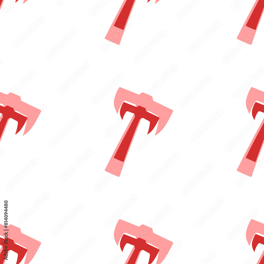 Poster seamless pattern of large isolated red axe symbols. the elements are evenly spaced. illustration on 