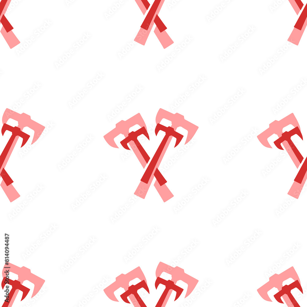 Poster seamless pattern of large isolated red crossed axes symbols. the elements are evenly spaced. illustr
