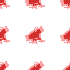 Seamless pattern of large isolated red frog symbols. The elements are evenly spaced. Illustration on light red background