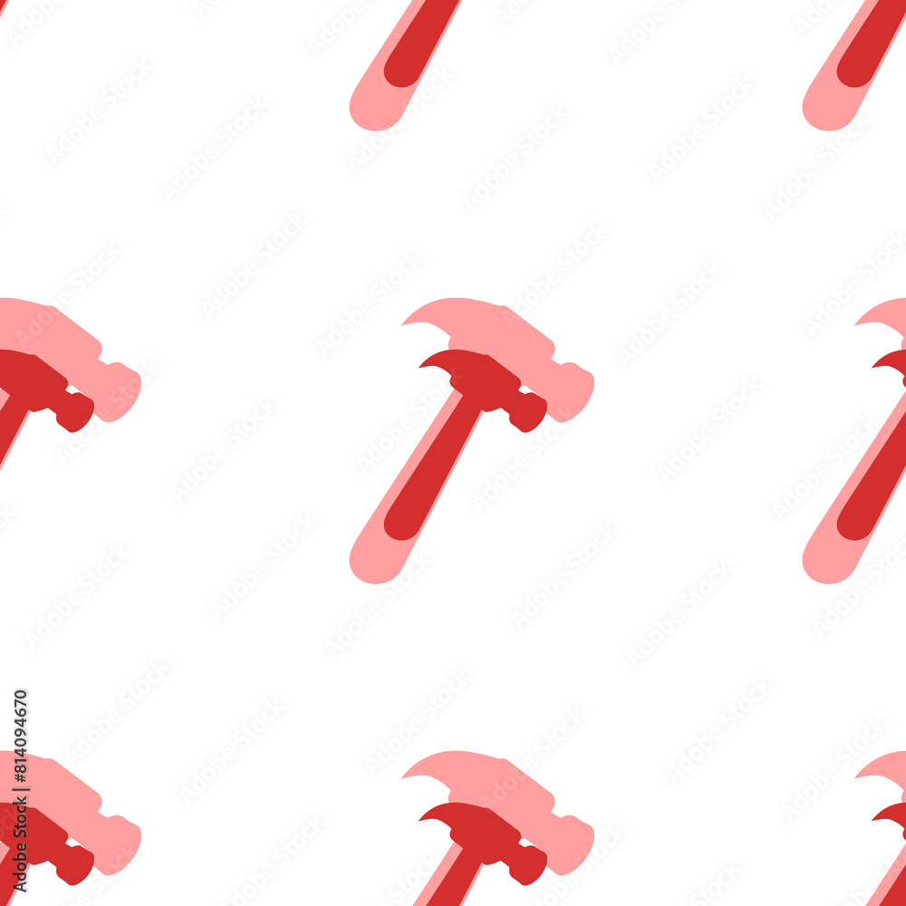 Poster seamless pattern of large isolated red hammer symbols. the elements are evenly spaced. illustration 