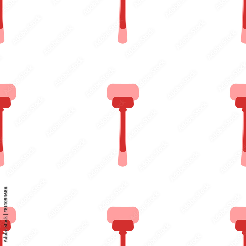 Poster seamless pattern of large isolated red mallet symbols. the elements are evenly spaced. illustration 