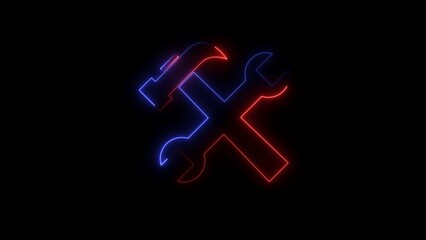 Technical support customer service. UI icon with neon light isolated.