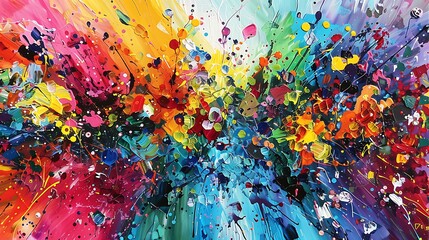 Vivid splashes of color explode across the canvas, evoking a sense of joy and celebration.