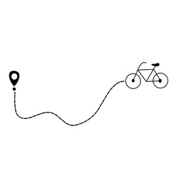 Bike mileage with start point. Bicycle and route. Travel route symbol. Vector ilustration