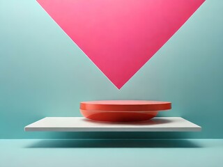 Modern design shelf design on colorful background, for product design and advertisement, retro design. AI generated.