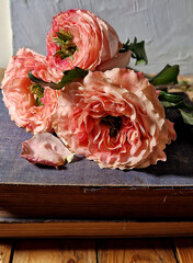 English Roses on vintage book