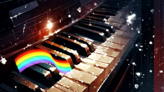 A view of a piano keyboard and abstract background during World Music Day  Seamless looping 4k time-lapse animation video background