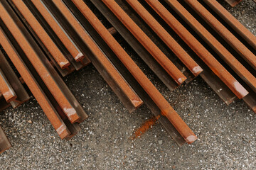 Detail of rusted railway rail