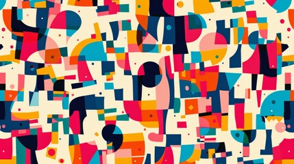 Playful Multicolored Abstract Art with Dynamic Shapes