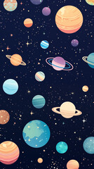 Planets Image, Space, Pattern Style, For Wallpaper, Desktop Background, Smartphone Phone Case, Computer Screen, Cell Phone Screen, Smartphone Screen, 9:16 Format - PNG