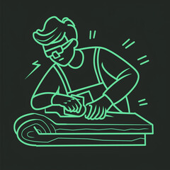 Fototapeta premium Craftsmanship and Precision in Wood Shaping Shown in a Groover Icon