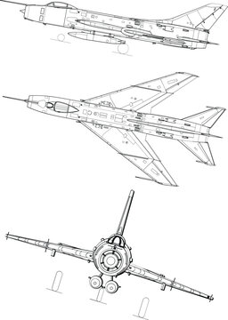 Adobe Illustrator Artwork aircraft Szuhoj Szu-7-3 line view-svg vector file.eps