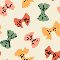 Vector seamless background pattern with retro bows  for surface pattern design 