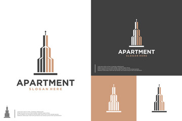 apartment tower logo, modern architecture, logo design template. © dhulpikir