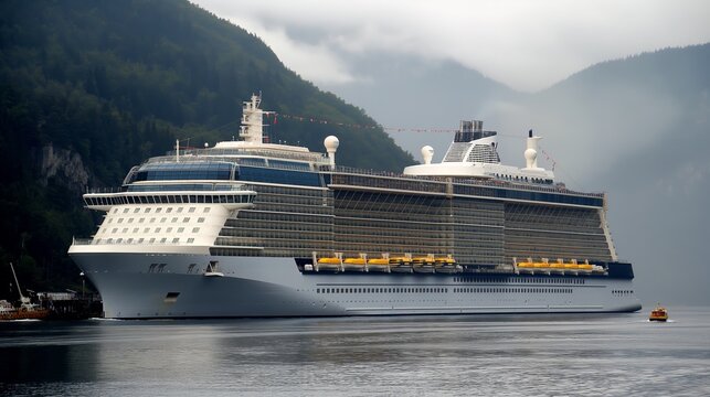 Majestic Cruise Ship  at Harbor During Early Morning