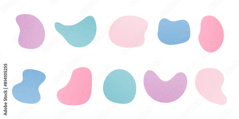 Poster colorful abstract geometric shapes set. modern blob with grain texture. modern simple illustration. 