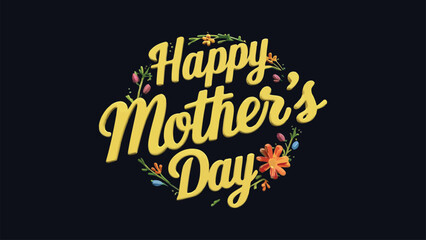 Happy Mothers Day Typography Design with dark background