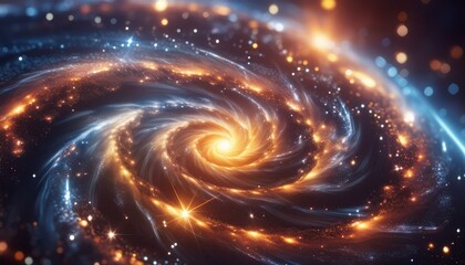 A swirling galaxy of colorful stars suspended in the depths of space, shining with an otherworldly brilliance. AI generated