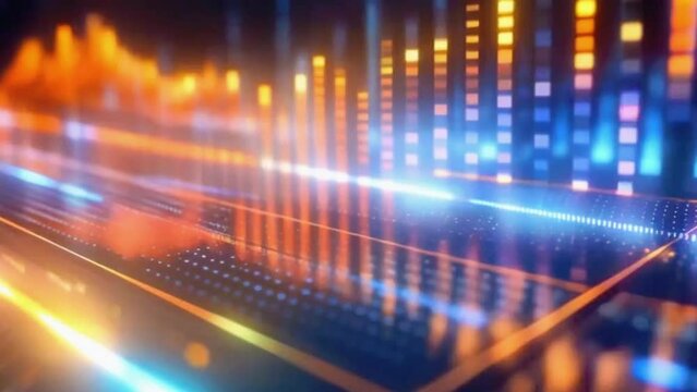 Dynamic equalizer visualization reacting to music beats, 4k High-Quality Video Background Animation 
