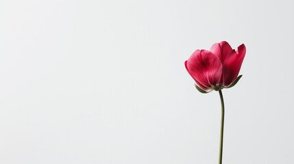 Fototapeta premium a single red flower is shown with the white background and light