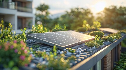Fototapeta premium Harnessing the Sun: Realistic of Solar Panels Showcasing Sustainable Energy Practices and Eco-Friendly Initiatives