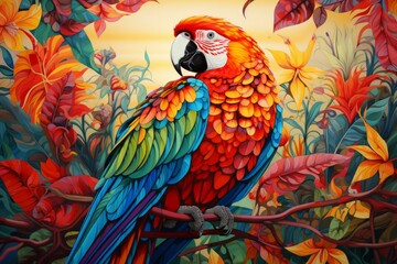 Obraz premium Exotic Tropical bird colorful. Animal wildlife. Generate Ai
