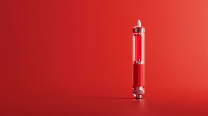 An EpiPen prominently displayed, isolated on a gradient red background, emergency allergy concept 