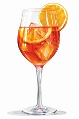 Italian Aperol spritz with orange slice illustration